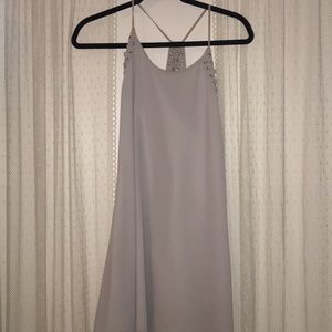 very flattering gray mini dress